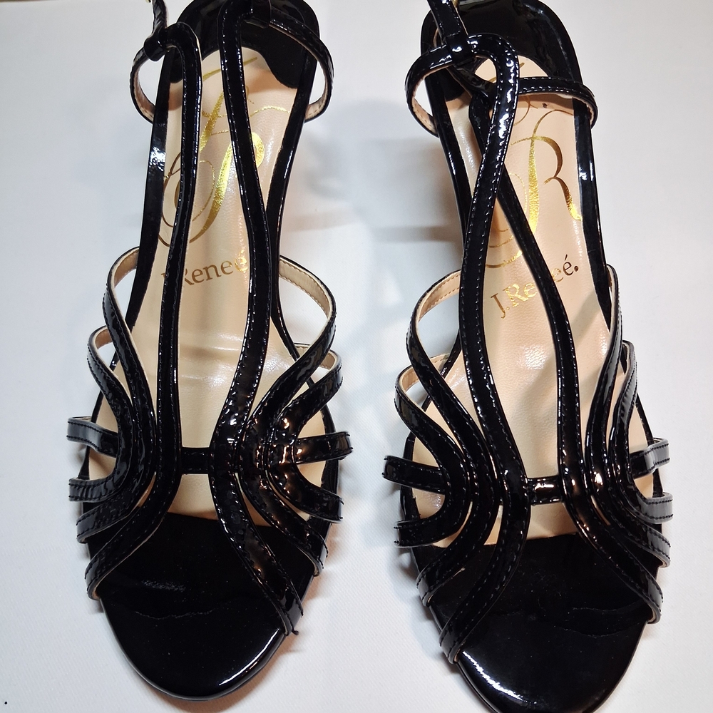 J.Renee Black Strappy Heels Size 8 NWOT - Picture 2 of 12